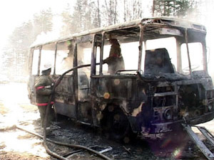 Возгорание в автобусе ПАЗ 3205 произошло около 6 часов…