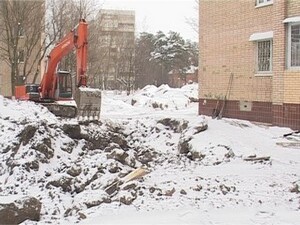 Ухоженный двор, много деревьев и кустарников, лавочки…