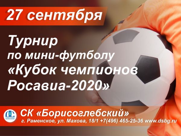 Турнир по мини-футболу «Кубок чемпионов Росавиа-2020» пройдёт 27 сентября в «Борисоглебском»