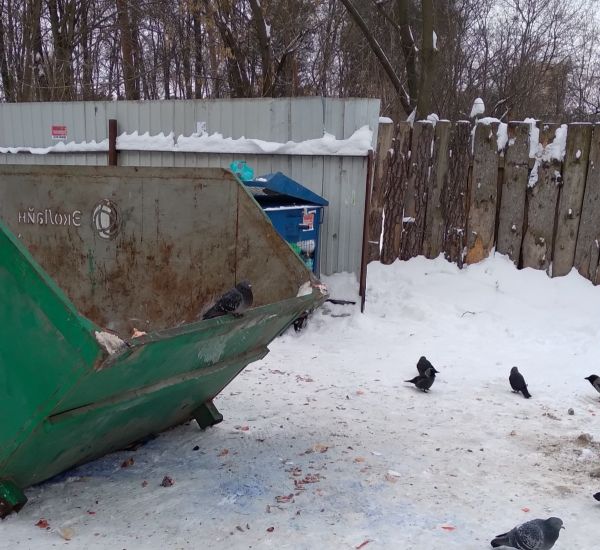 Несмотря на снежные дни, график уборки контейнерной площадки на территории п. Красный Октябрь выполняется четко