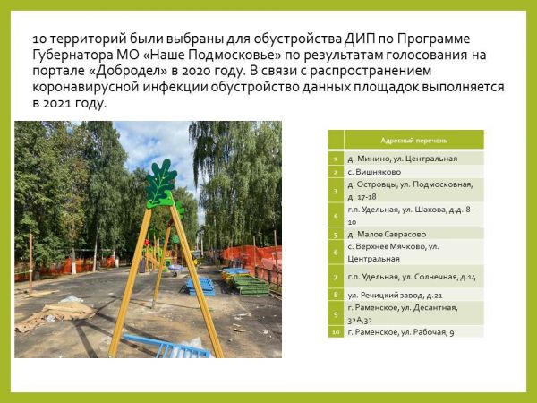 Виталий Чехов рассказал об установке детских площадок в Раменском