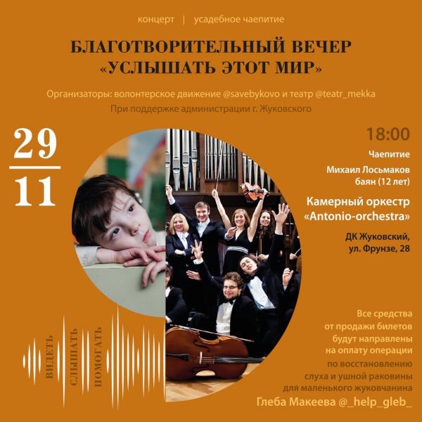 29 ноября во Дворце культуры в Жуковском пройдет благотворительный концерт камерного оркестра «Antonio-Orchestra»