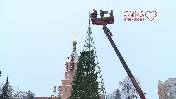 На площади Победы приступили к установке главной елки.